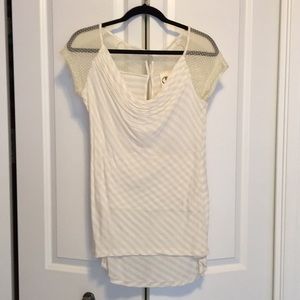 Cream striped and mesh Anthropologie tunic